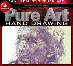 极品PS动作－手绘艺术(铅笔效果)：Pure Art Hand Drawing 144 – Realistic Penc